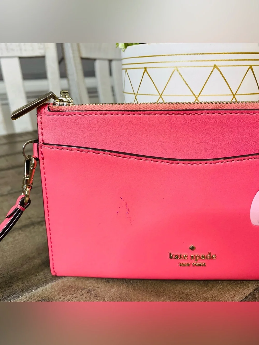 Kate Spade Picnic in the Park Strawberry Double Zip Wristlet Pink